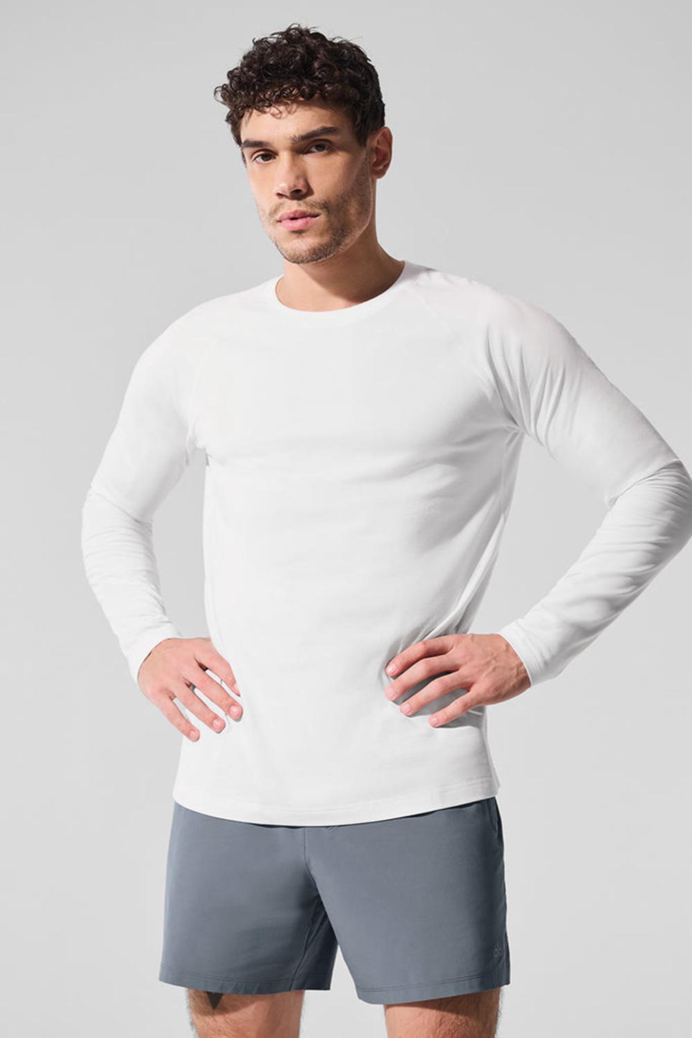 Manga Larga Alo Yoga Vapor Crewneck Hombre Blancos | Mexico  XOM-539180