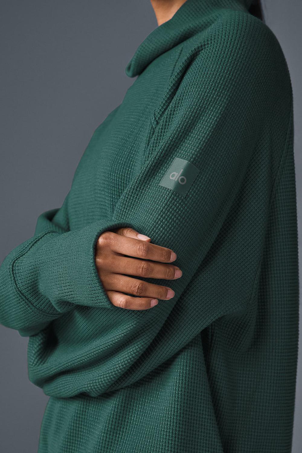 Manga Larga Alo Yoga Waffle Weekend Escape Mock Neck Mujer Winter Ivy | Mexico  ZCV-290614
