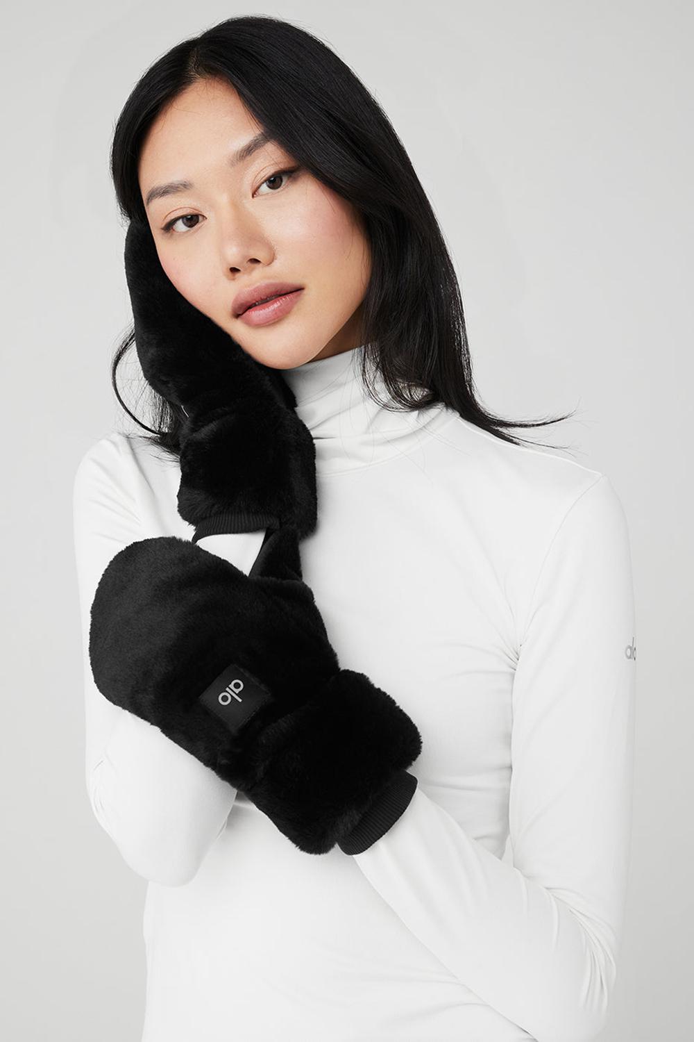 Mitones Alo Yoga Faux Fur Mujer Negros | Mexico  ITR-512806