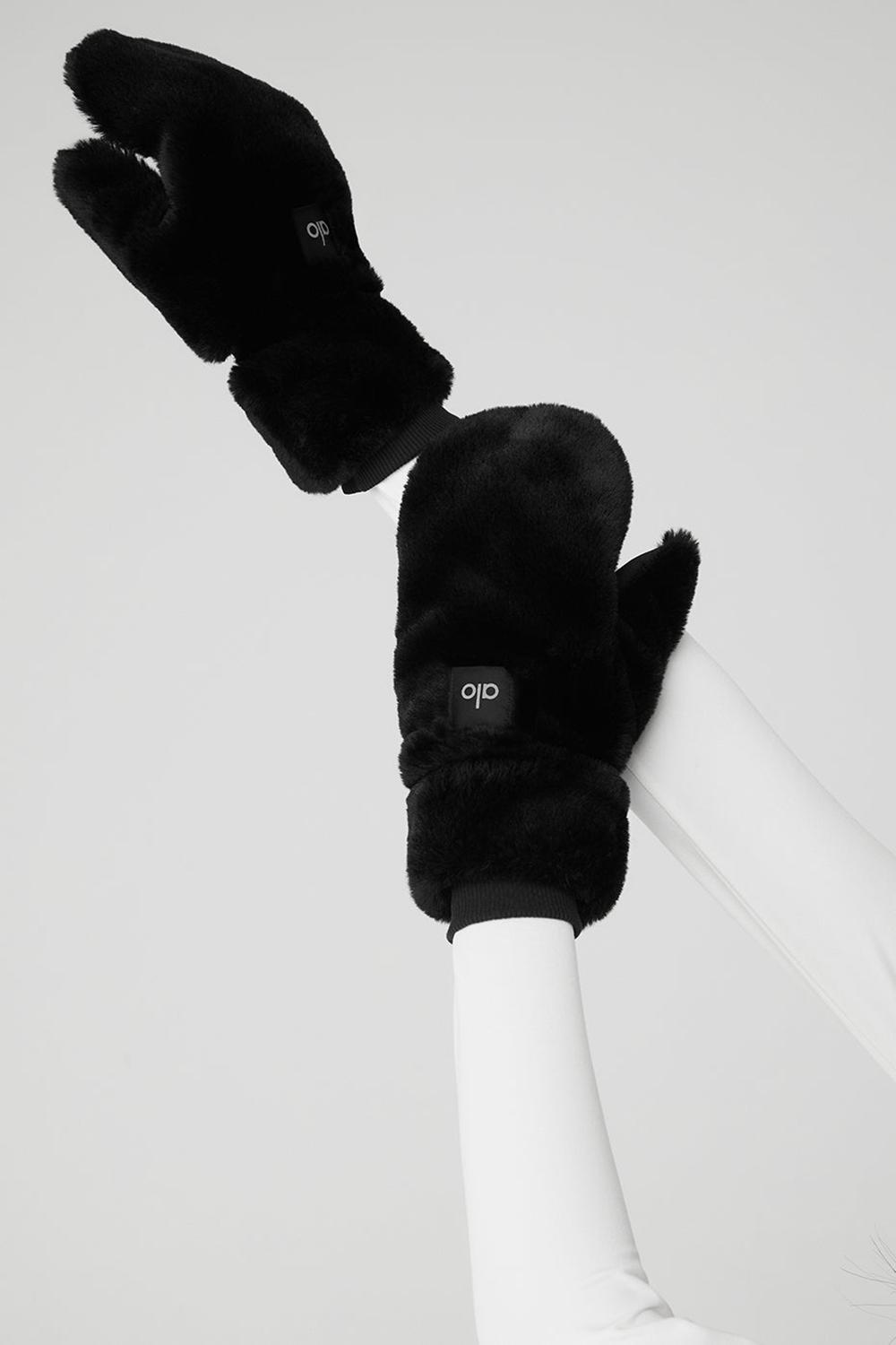 Mitones Alo Yoga Faux Fur Mujer Negros | Mexico  ITR-512806