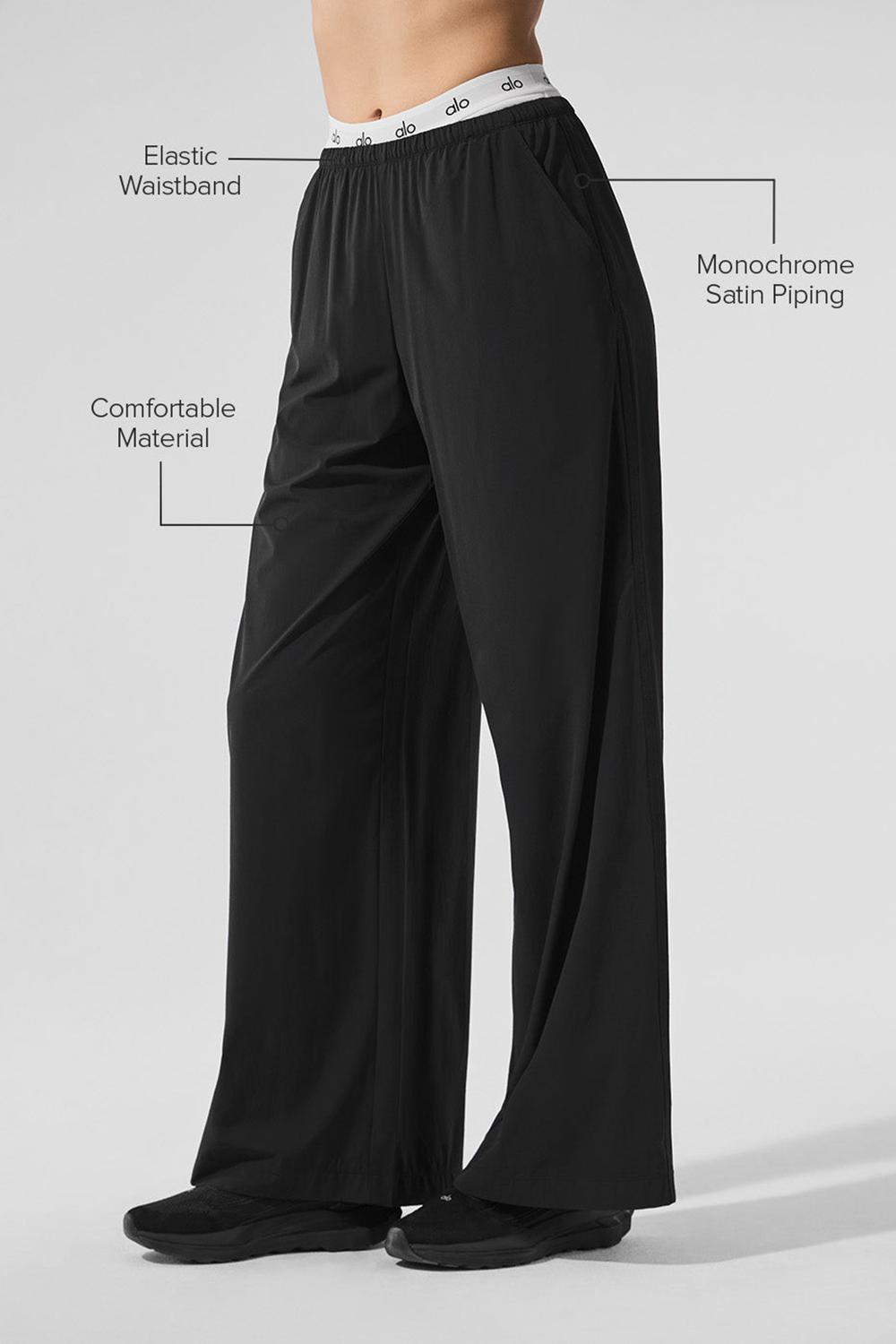 Pantalon Alo Yoga Breezy Wide Leg Mujer Negros | Mexico  EMW-028561