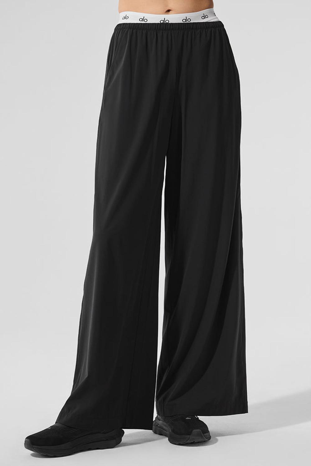 Pantalon Alo Yoga Breezy Wide Leg Mujer Negros | Mexico  EMW-028561