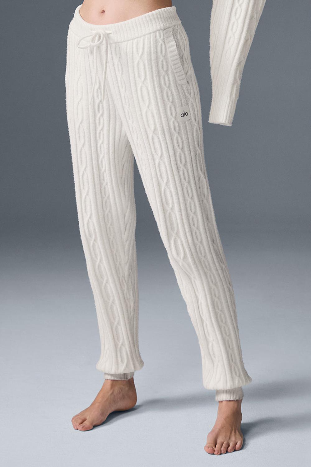 Pantalon Alo Yoga Cable Knit Winter Bliss Mujer Ivory | Mexico  OME-026135