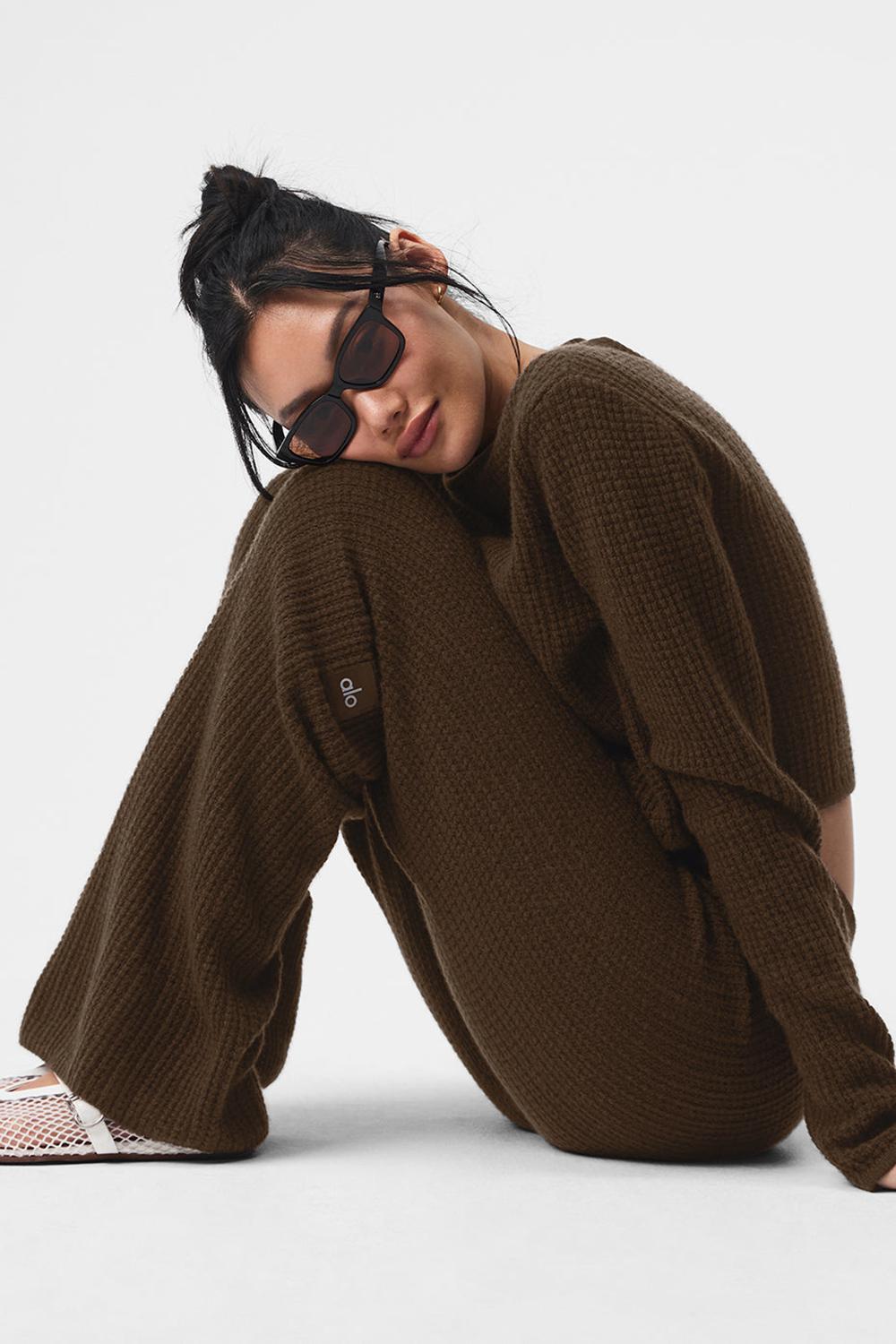 Pantalon Alo Yoga Cashmere High-Waist Plush Waffle Mujer Espresso | Mexico  ZEU-105983