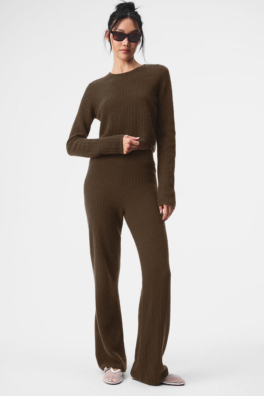 Pantalon Alo Yoga Cashmere High-Waist Plush Waffle Mujer Espresso | Mexico  ZEU-105983
