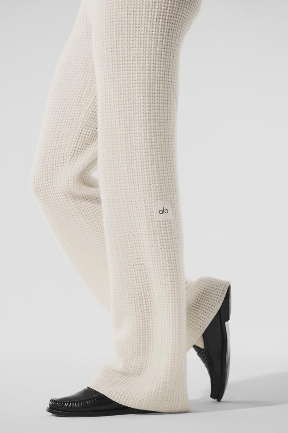 Pantalon Alo Yoga Cashmere High-Waist Plush Waffle Mujer Ivory | Mexico  UEC-546812