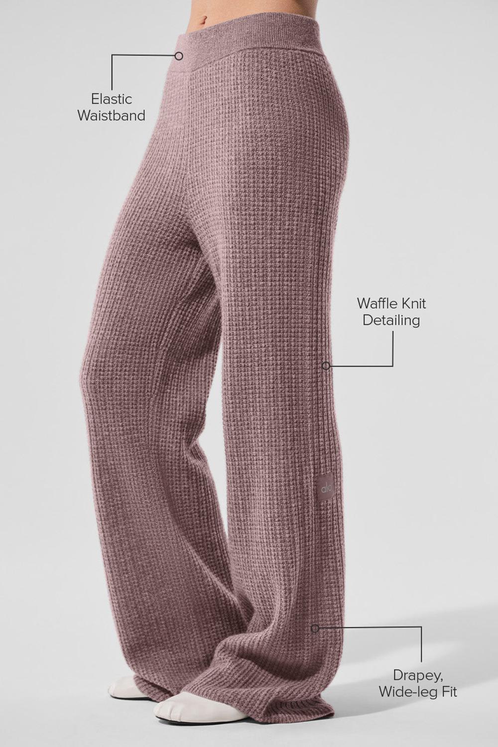 Pantalon Alo Yoga Cashmere High-Waist Plush Waffle Mujer Mushroom Heather | Mexico  FZI-829436