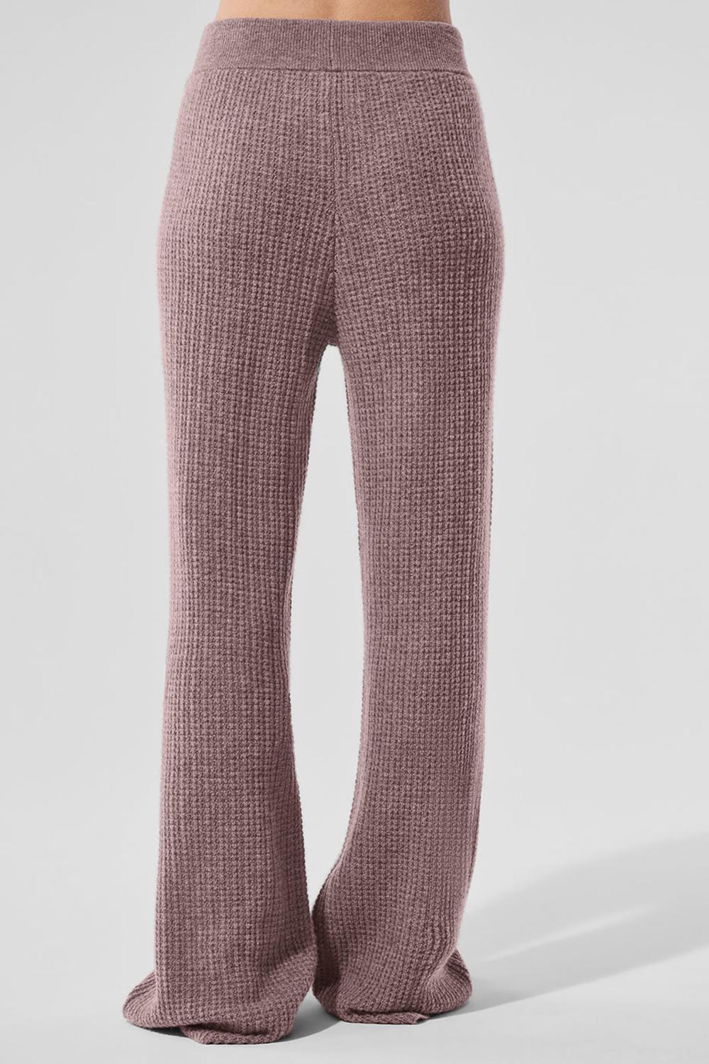 Pantalon Alo Yoga Cashmere High-Waist Plush Waffle Mujer Mushroom Heather | Mexico  FZI-829436