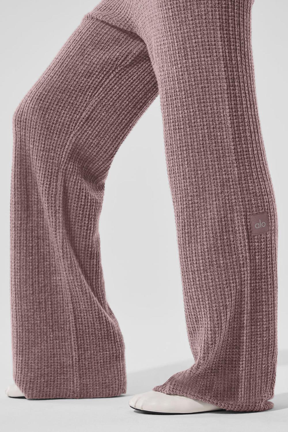 Pantalon Alo Yoga Cashmere High-Waist Plush Waffle Mujer Mushroom Heather | Mexico  FZI-829436