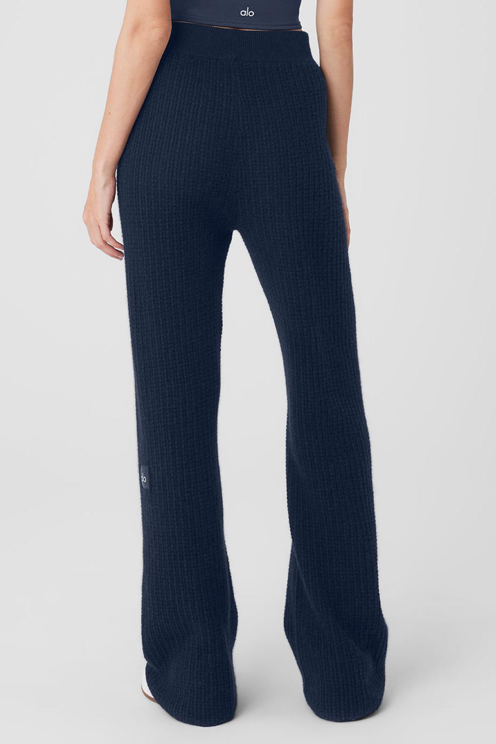 Pantalon Alo Yoga Cashmere High-Waist Plush Waffle Mujer Azul Marino | Mexico  WDT-243107