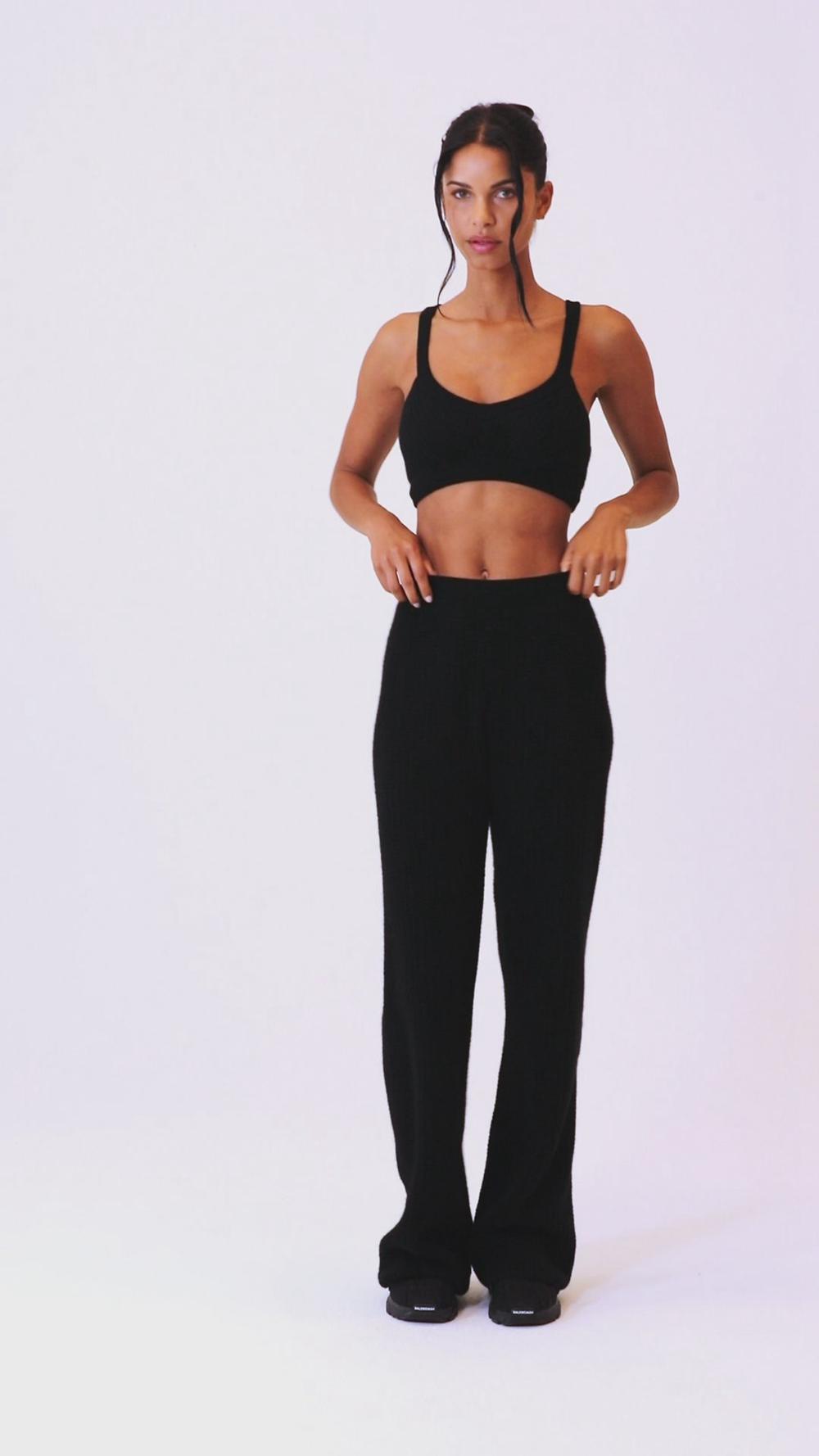 Pantalon Alo Yoga Cashmere High-Waist Plush Waffle Mujer Azul Marino | Mexico  WDT-243107