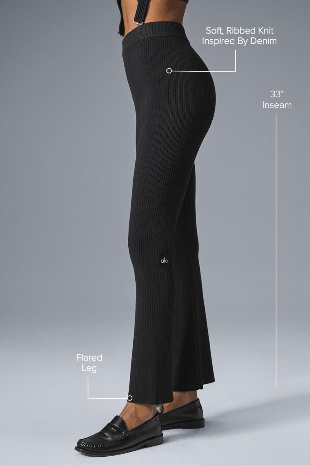 Pantalon Alo Yoga Denim Knit High-Waist Flare Mujer Negros | Mexico  CMY-485126