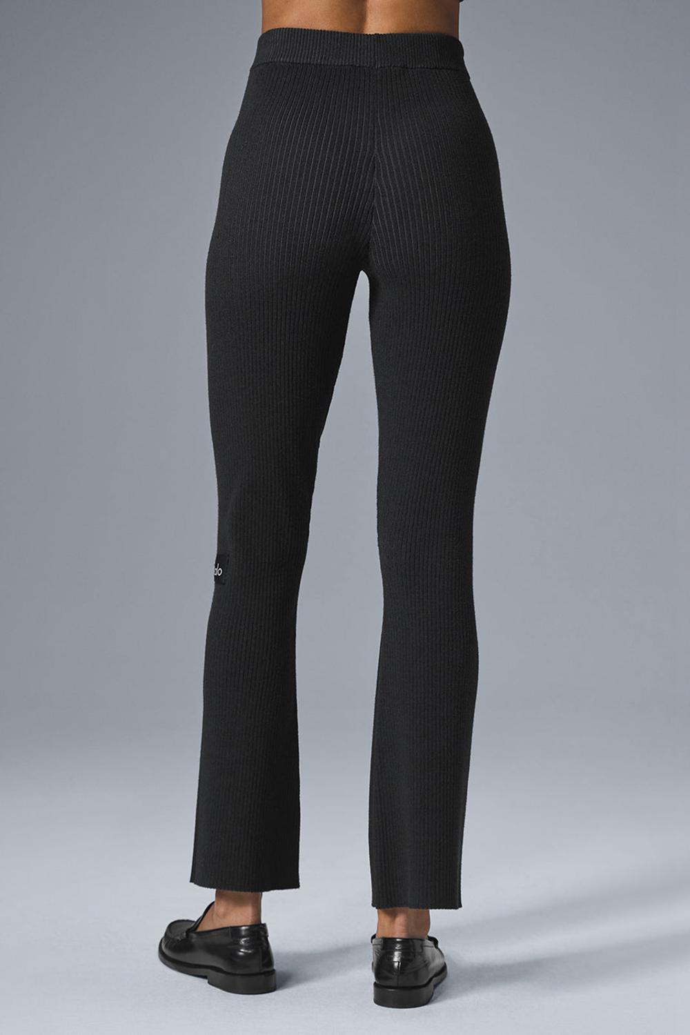 Pantalon Alo Yoga Denim Knit High-Waist Flare Mujer Negros | Mexico  CMY-485126