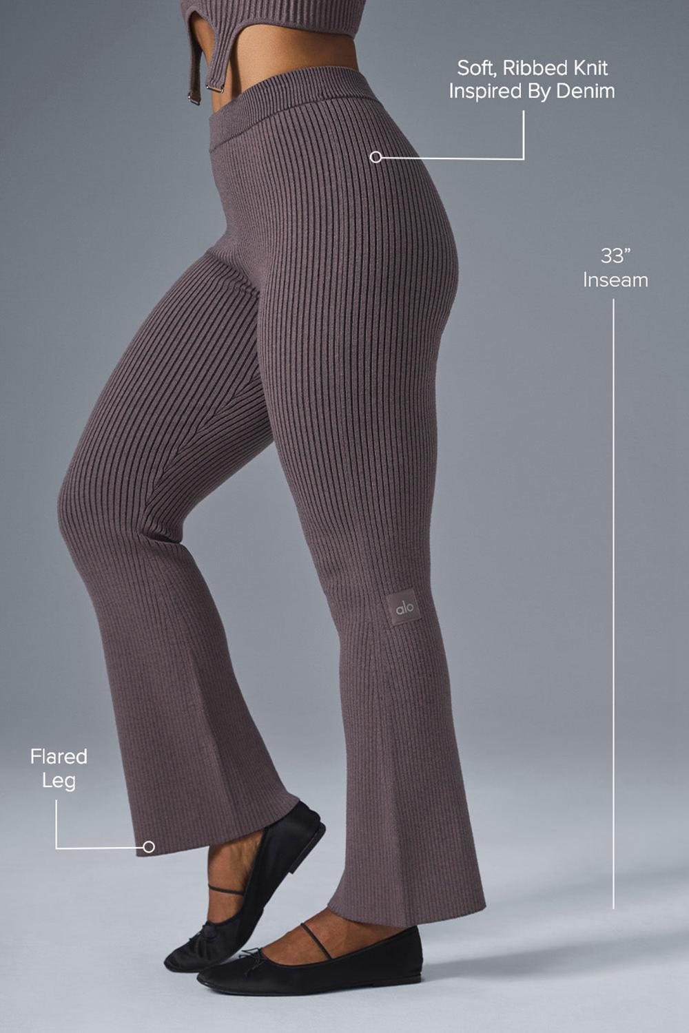 Pantalon Alo Yoga Denim Knit High-Waist Flare Mujer Negros | Mexico  JUS-906235