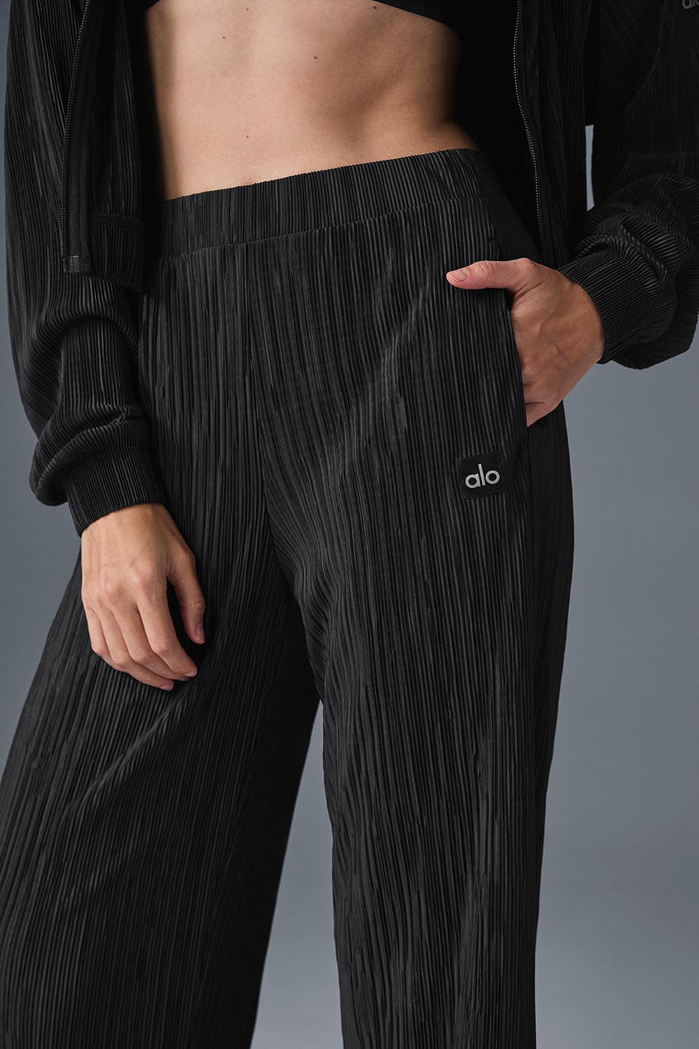 Pantalon Alo Yoga High-Waist Micro Plisse Straight Leg Mujer Negros | Mexico  ZAC-160534