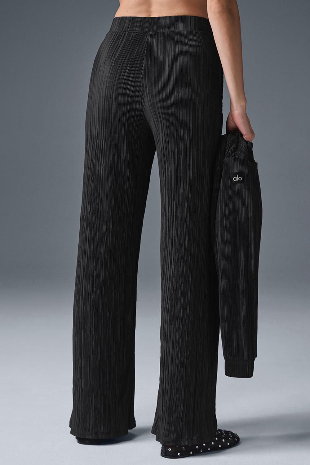 Pantalon Alo Yoga High-Waist Micro Plisse Straight Leg Mujer Negros | Mexico  ZAC-160534