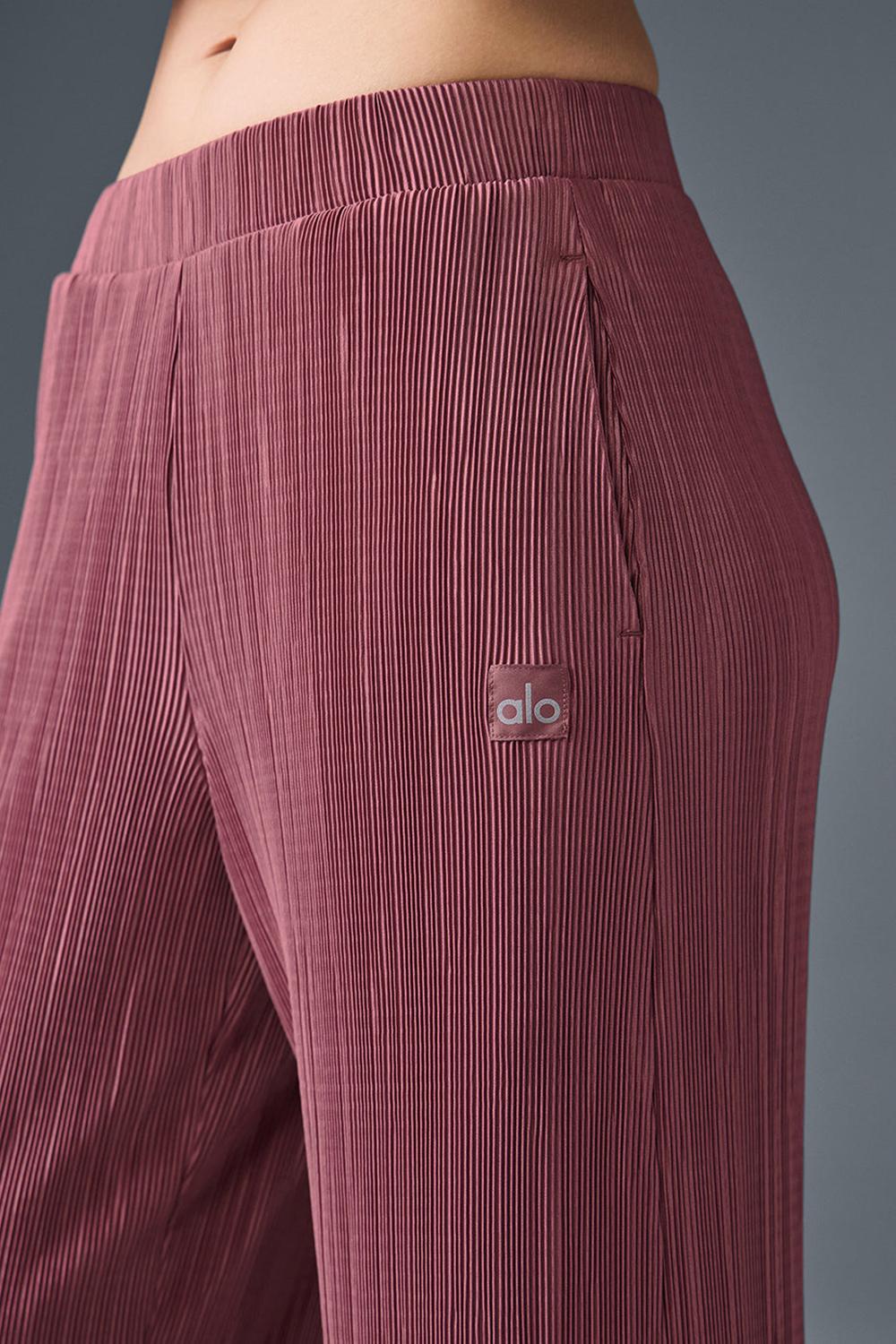 Pantalon Alo Yoga High-Waist Micro Plisse Straight Leg Mujer Vino | Mexico  IDK-290658