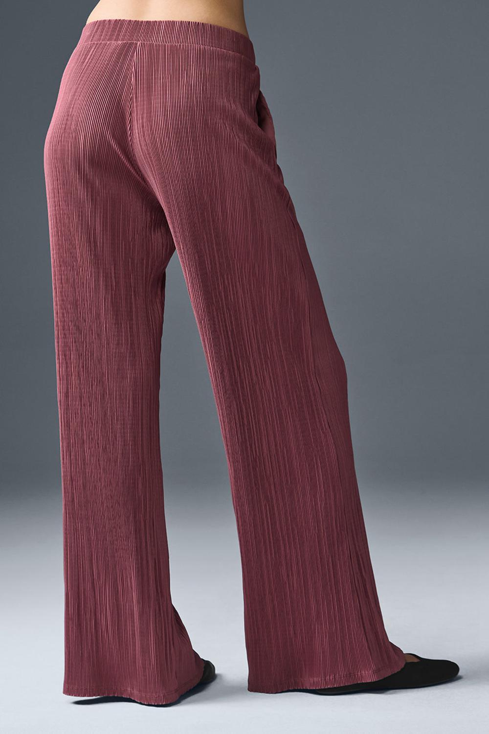 Pantalon Alo Yoga High-Waist Micro Plisse Straight Leg Mujer Vino | Mexico  IDK-290658