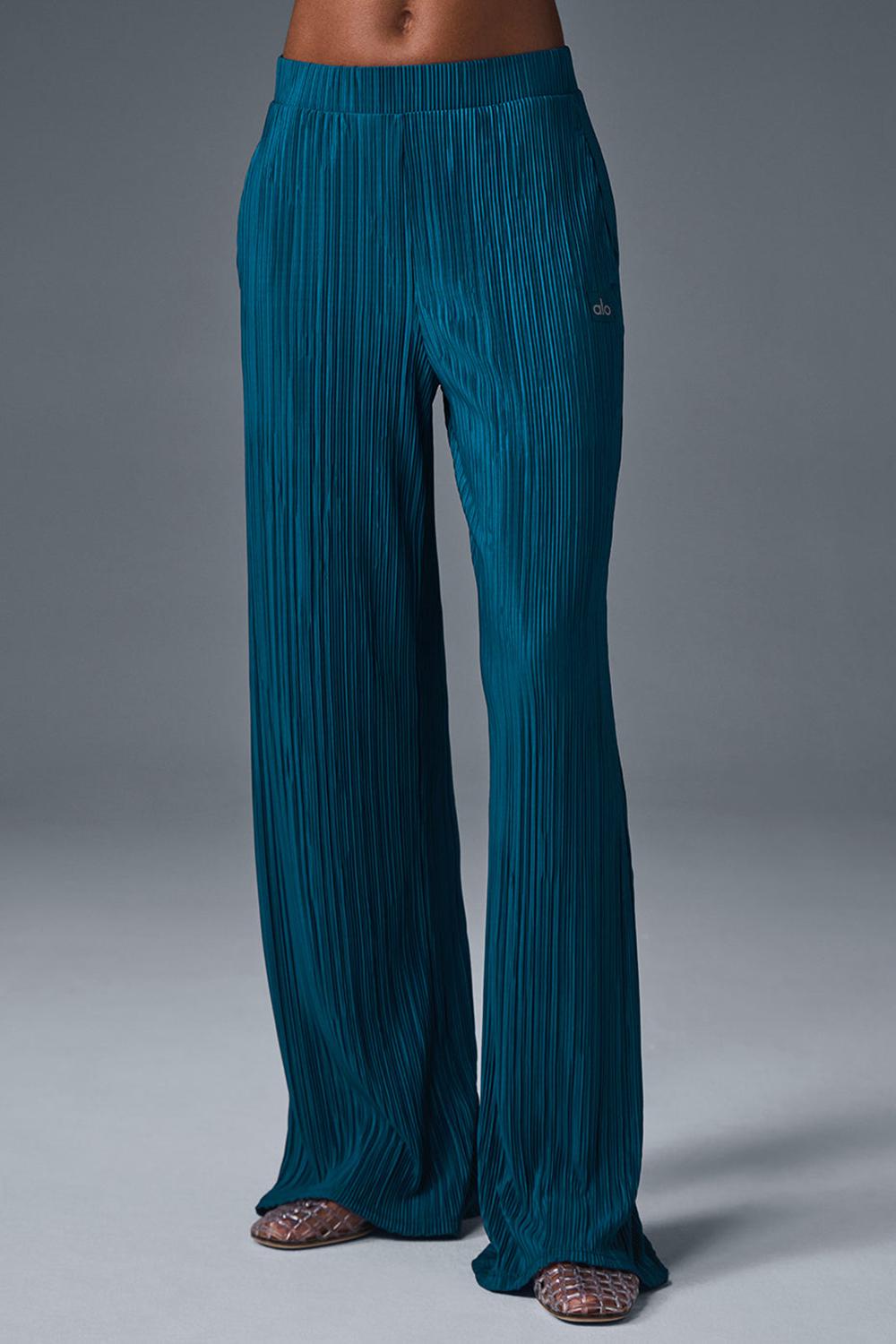 Pantalon Alo Yoga High-Waist Micro Plisse Straight Leg Mujer Azules | Mexico  SHV-172546