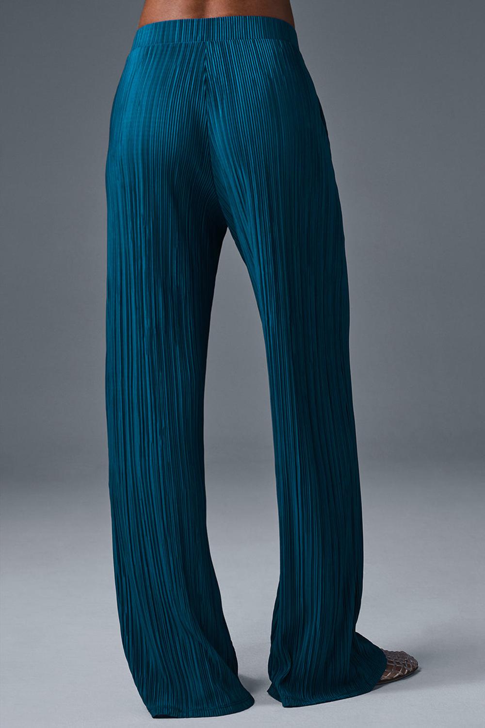 Pantalon Alo Yoga High-Waist Micro Plisse Straight Leg Mujer Azules | Mexico  SHV-172546