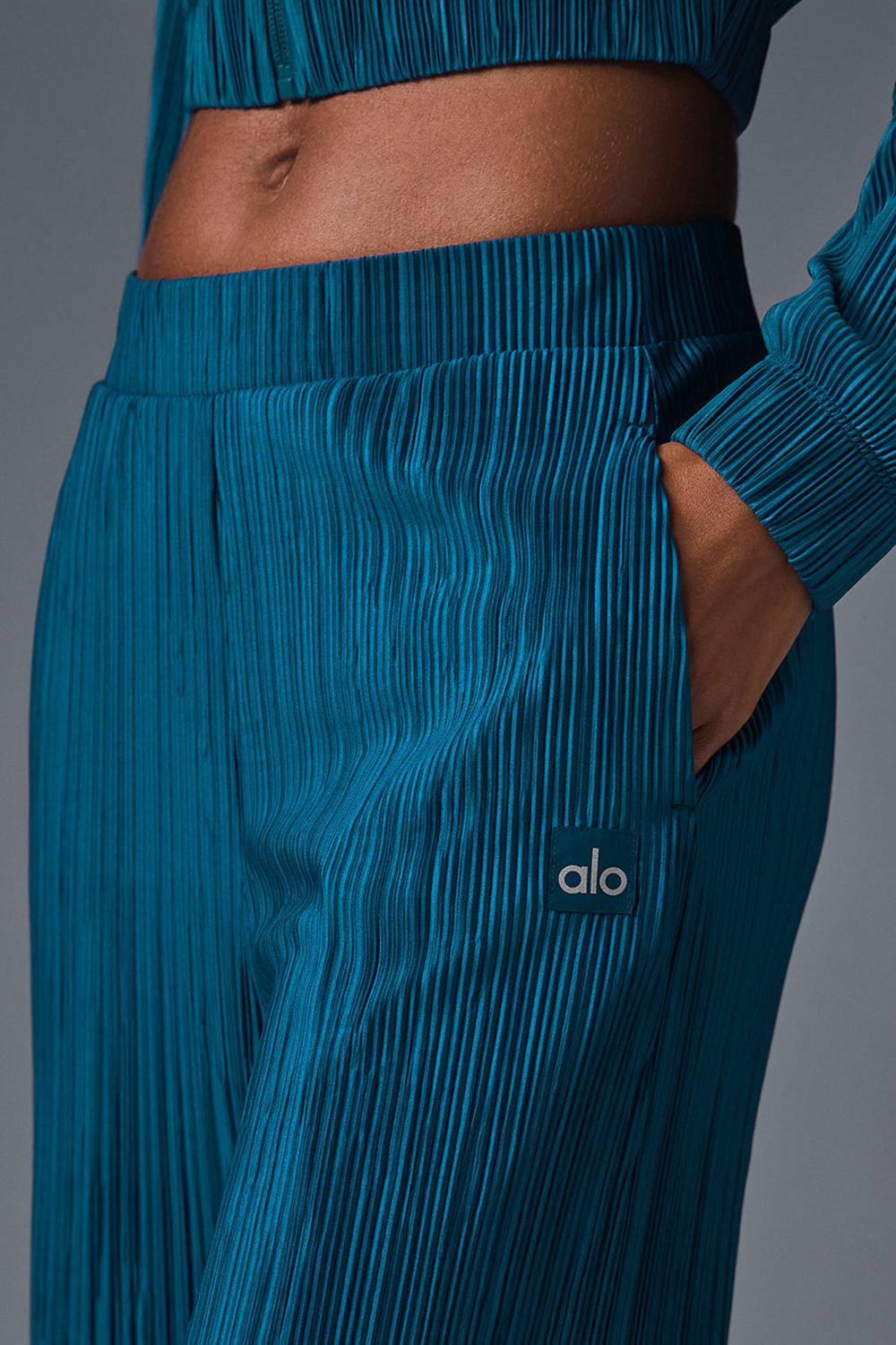 Pantalon Alo Yoga High-Waist Micro Plisse Straight Leg Mujer Azules | Mexico  SHV-172546