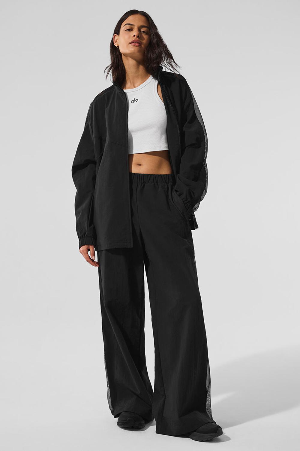 Pantalon Alo Yoga High-Waist Origin Wide Leg Track Mujer Negros | Mexico  DIH-413680