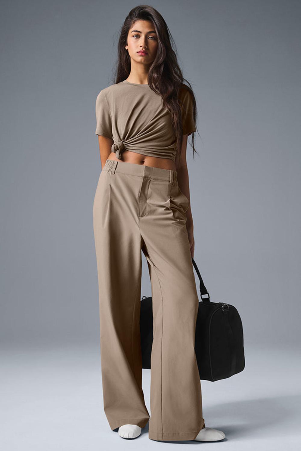 Pantalon Alo Yoga High-Waist Pursuit (Regular) Mujer Gravel | Mexico  ATI-018632