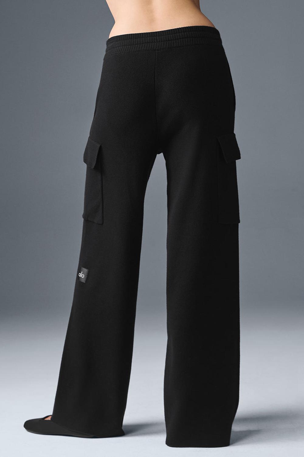 Pantalon Alo Yoga Scholar Knit High-Waist Cargo Mujer Negros | Mexico  PCR-685329