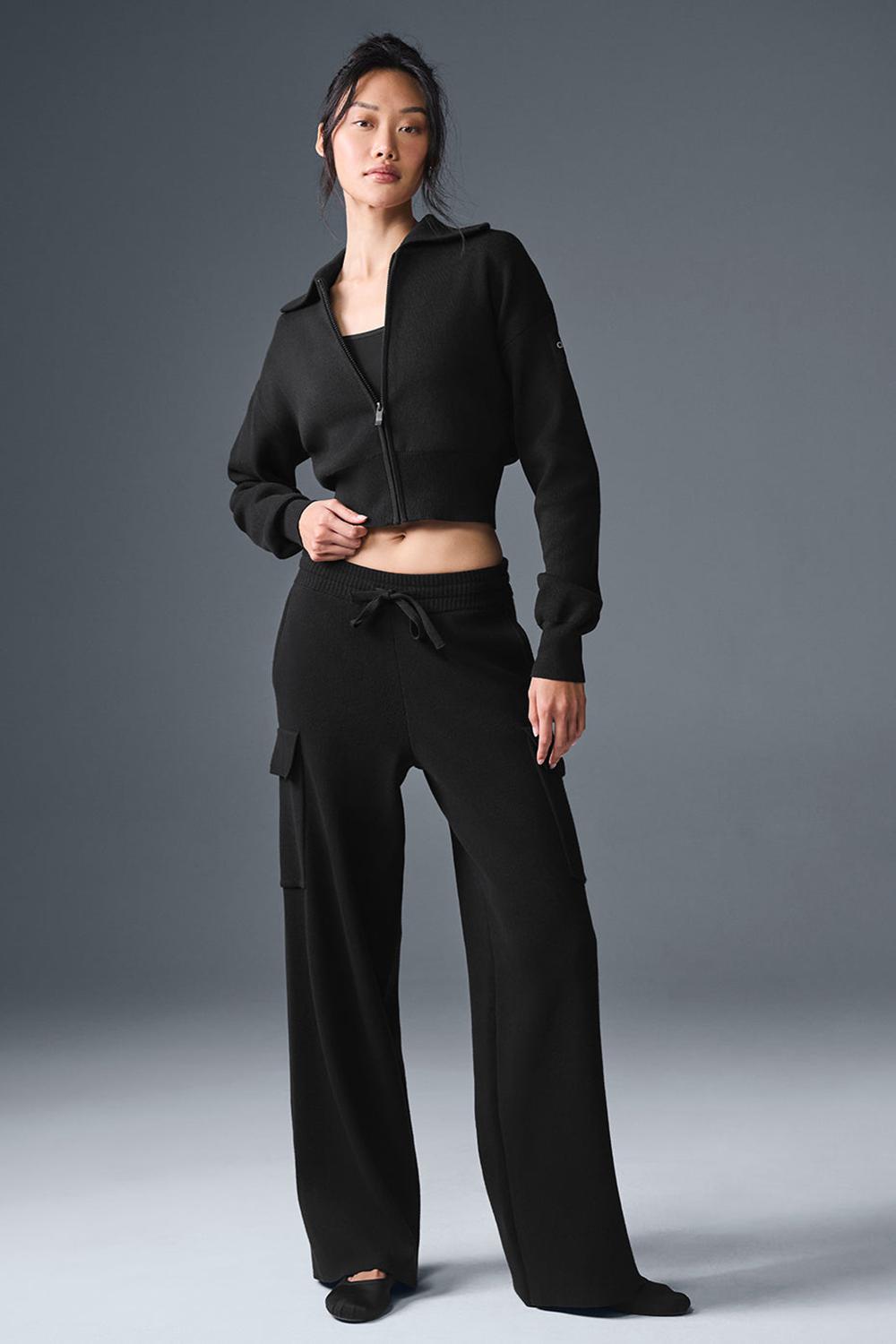 Pantalon Alo Yoga Scholar Knit High-Waist Cargo Mujer Negros | Mexico  PCR-685329