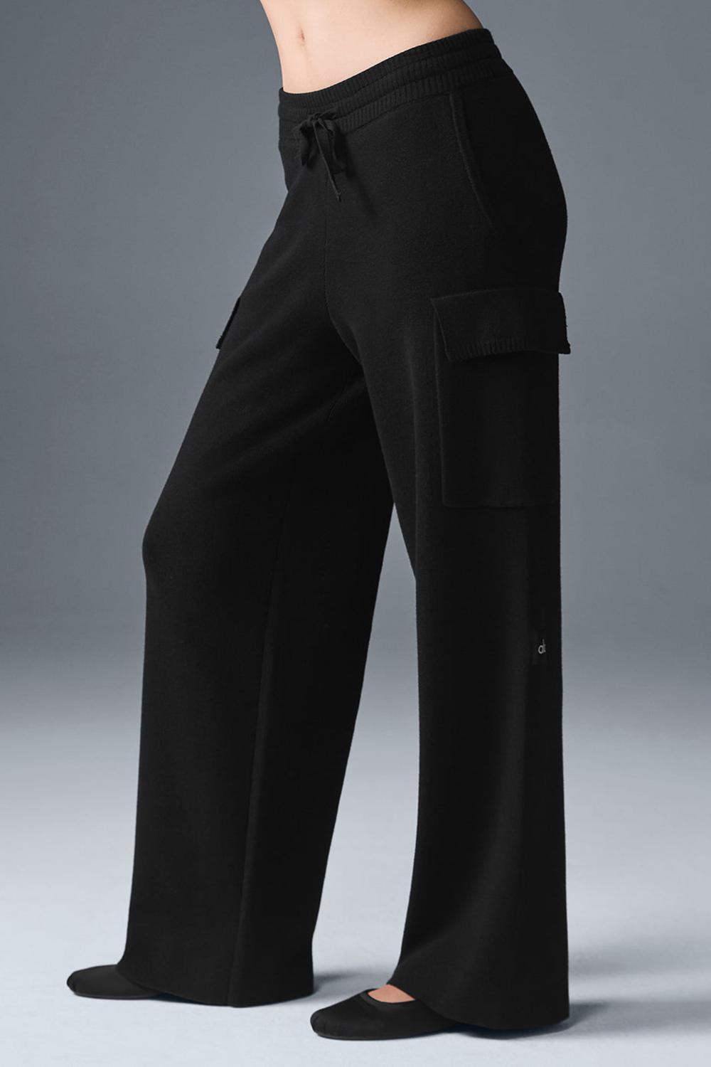 Pantalon Alo Yoga Scholar Knit High-Waist Cargo Mujer Negros | Mexico  PCR-685329