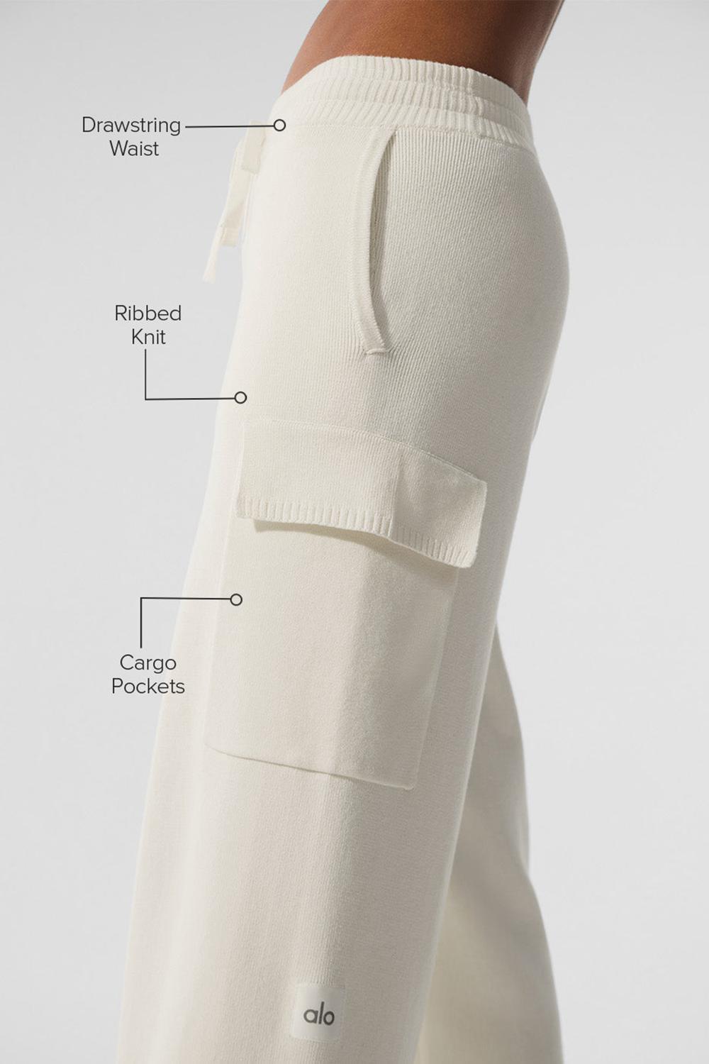 Pantalon Alo Yoga Scholar Knit High-Waist Cargo Mujer Ivory | Mexico  PAJ-792530