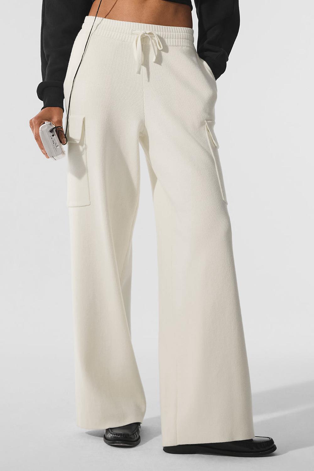 Pantalon Alo Yoga Scholar Knit High-Waist Cargo Mujer Ivory | Mexico  PAJ-792530