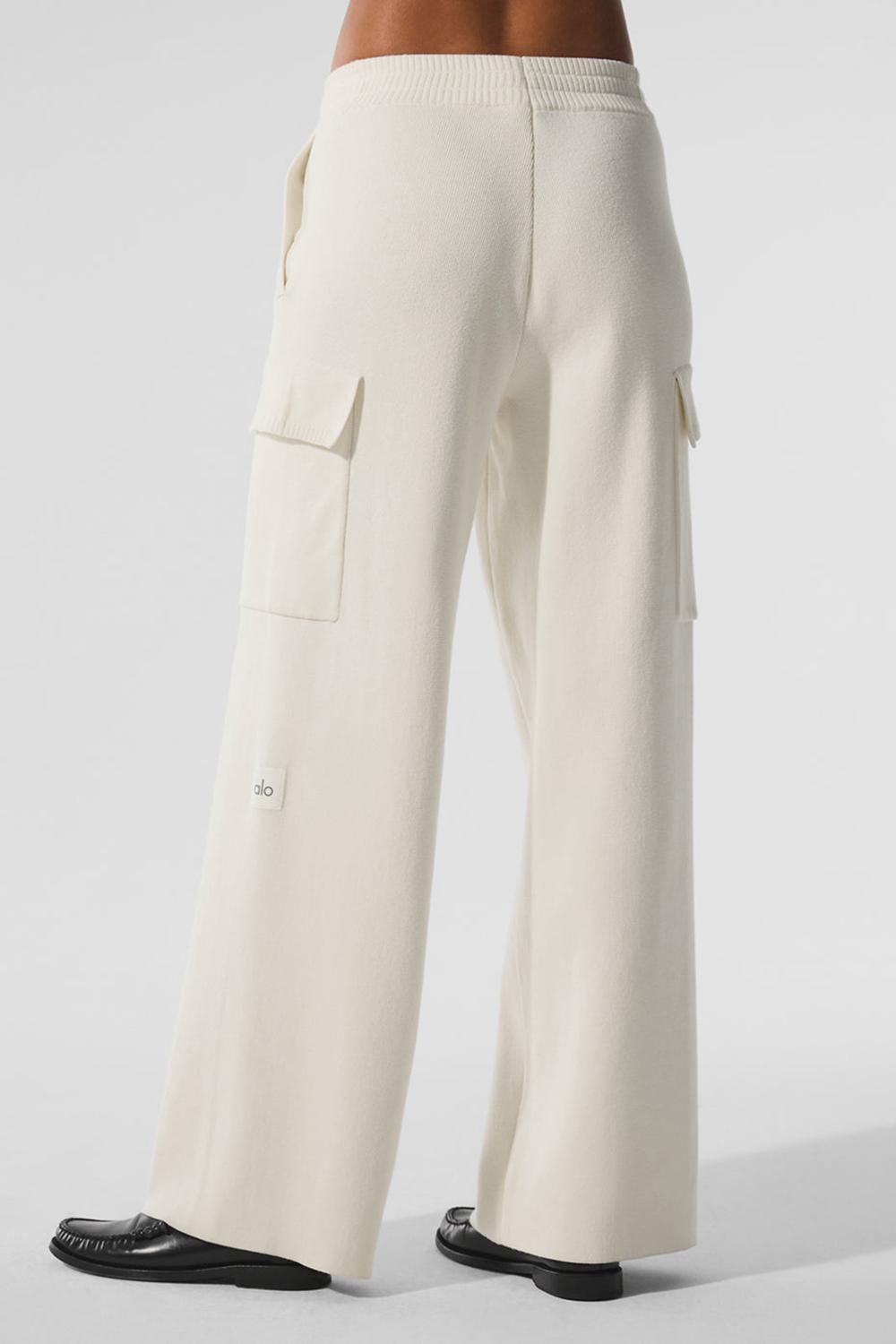 Pantalon Alo Yoga Scholar Knit High-Waist Cargo Mujer Ivory | Mexico  PAJ-792530