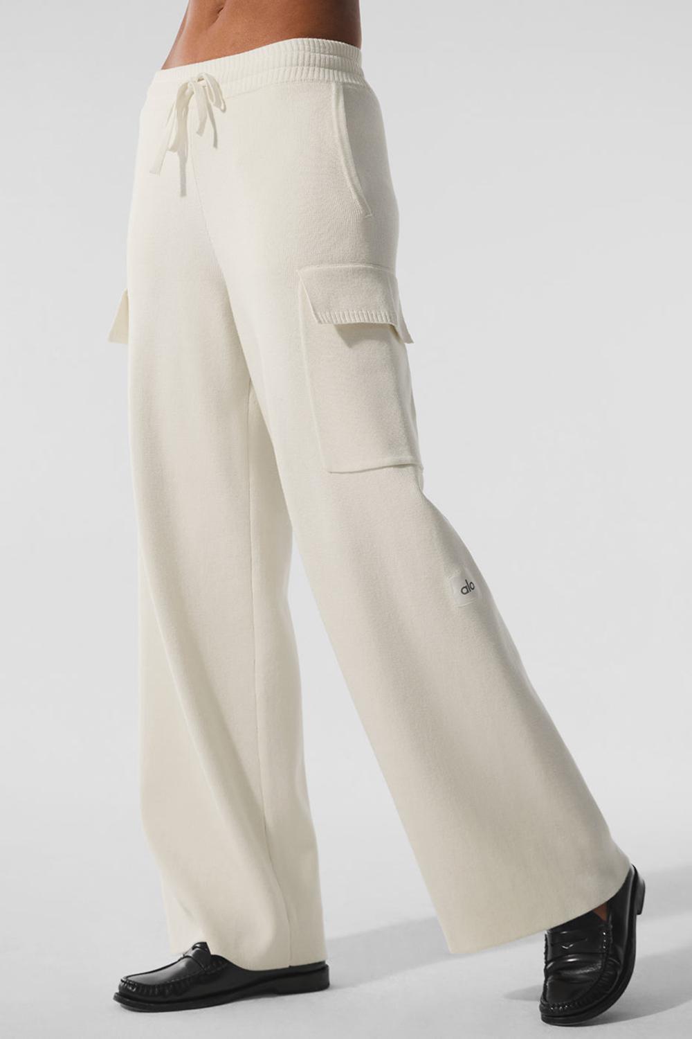 Pantalon Alo Yoga Scholar Knit High-Waist Cargo Mujer Ivory | Mexico  PAJ-792530