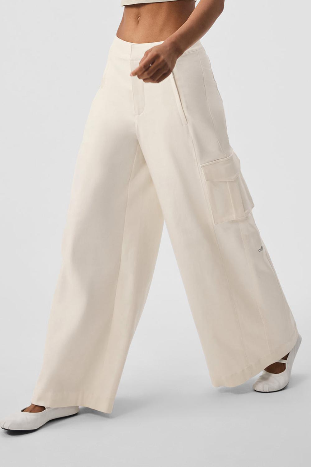 Pantalon Alo Yoga Show Off Cargo Wide Leg (Regular) Mujer Ivory | Mexico  DUO-805132