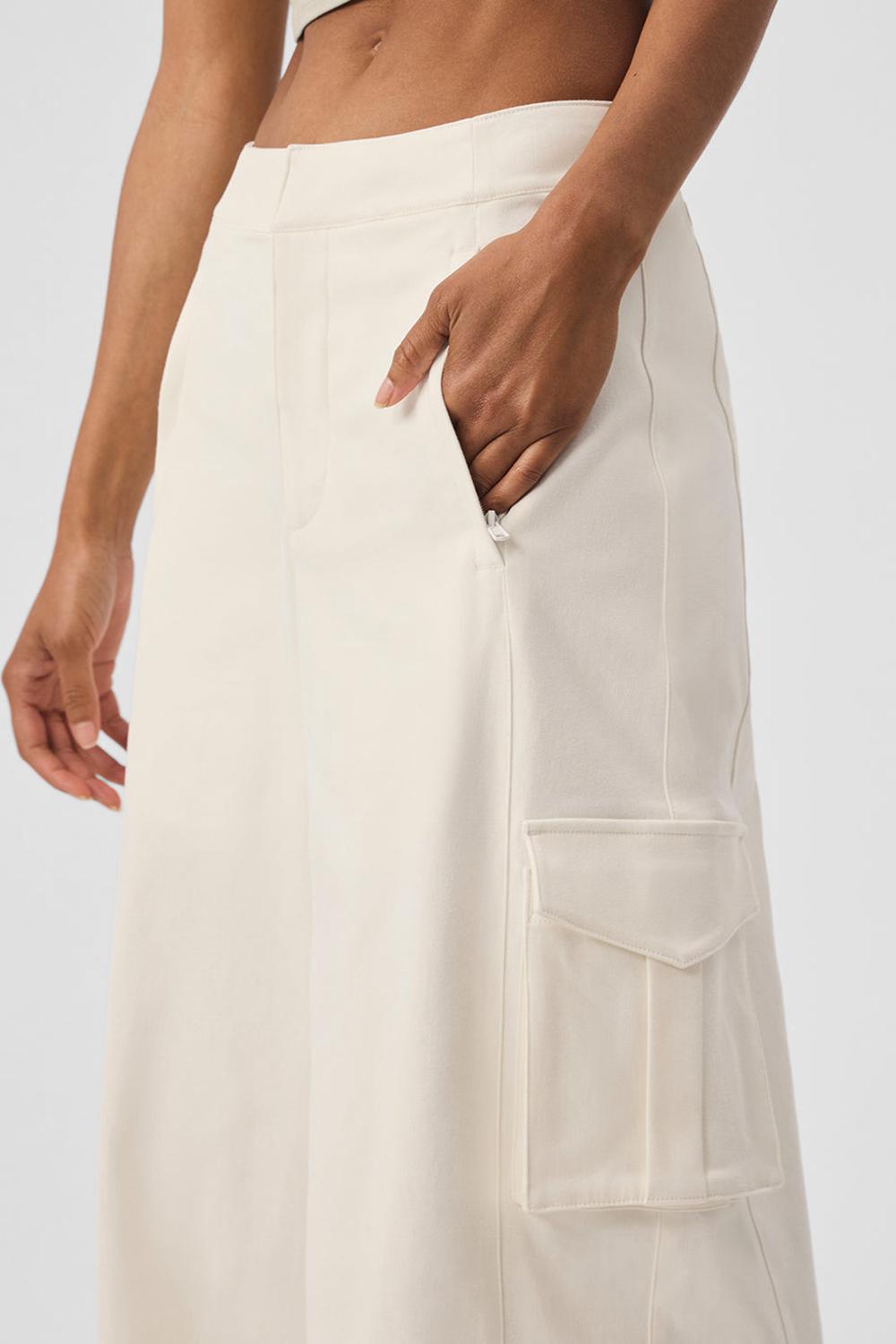Pantalon Alo Yoga Show Off Cargo Wide Leg (Regular) Mujer Ivory | Mexico  DUO-805132