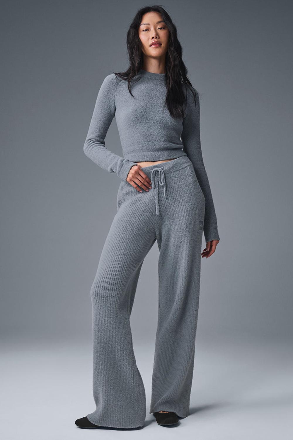Pantalon Alo Yoga Snuggle Up High-Waist Wide Leg Mujer Grises | Mexico  SLR-125379
