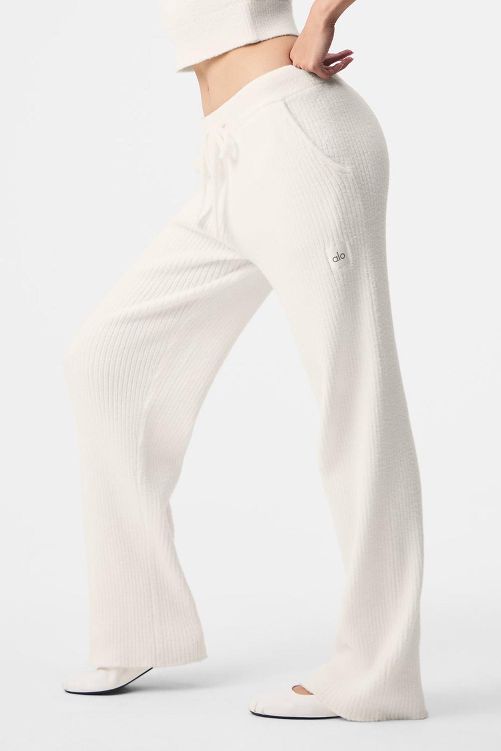 Pantalon Alo Yoga Snuggle Up Sweater High-Waist Wide Leg Mujer Ivory | Mexico  KMQ-931652