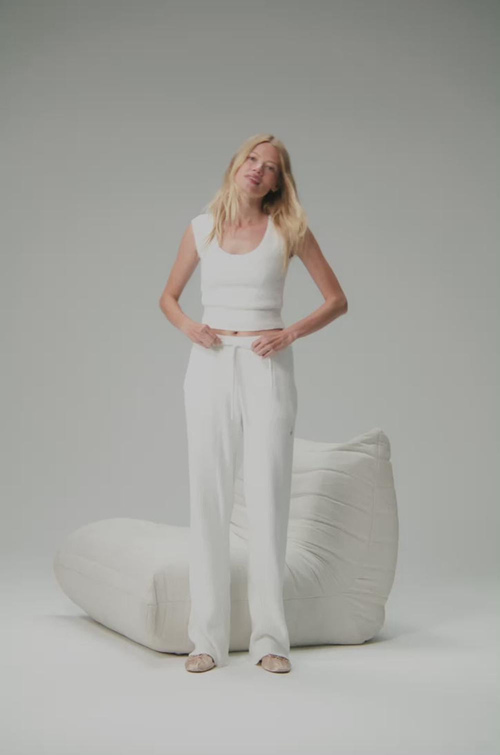 Pantalon Alo Yoga Snuggle Up Sweater High-Waist Wide Leg Mujer Ivory | Mexico  KMQ-931652