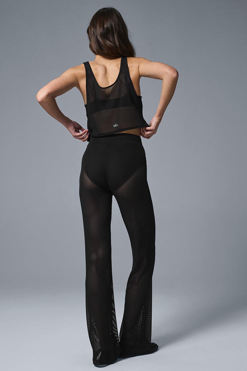 Pantalon Alo Yoga Striped Mesh Tropical Nights Flare Mujer Negros | Mexico  EOW-321685