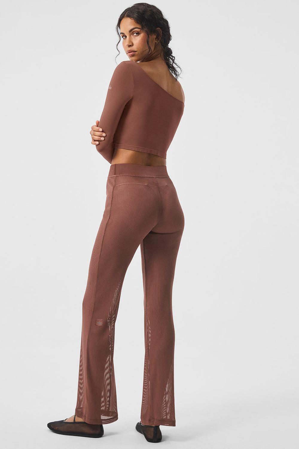Pantalon Alo Yoga Striped Mesh Tropical Nights Flare Mujer Chestnut | Mexico  OTA-286453