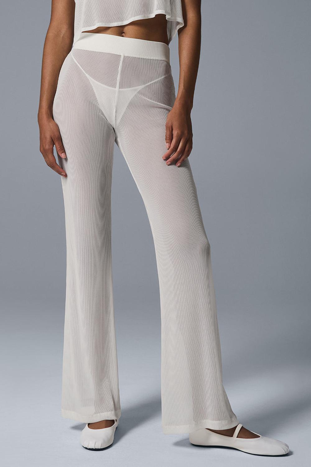 Pantalon Alo Yoga Striped Mesh Tropical Nights Flare Mujer Ivory | Mexico  PNC-972635