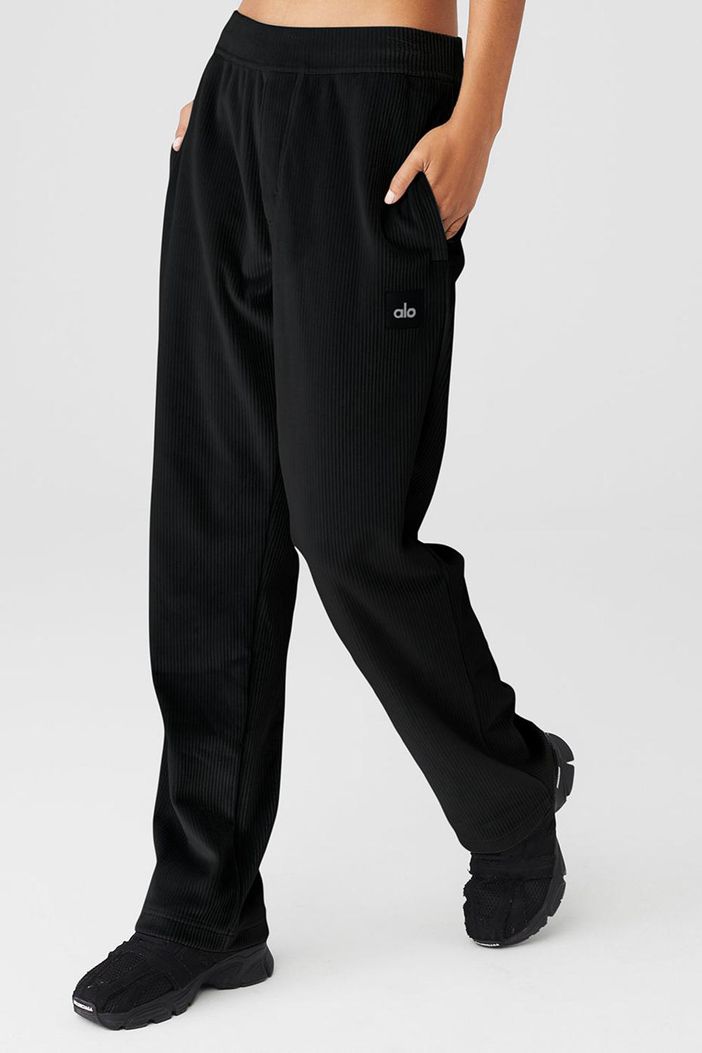 Pantalon Alo Yoga Velour Baller Mujer Negros | Mexico  YQO-304129