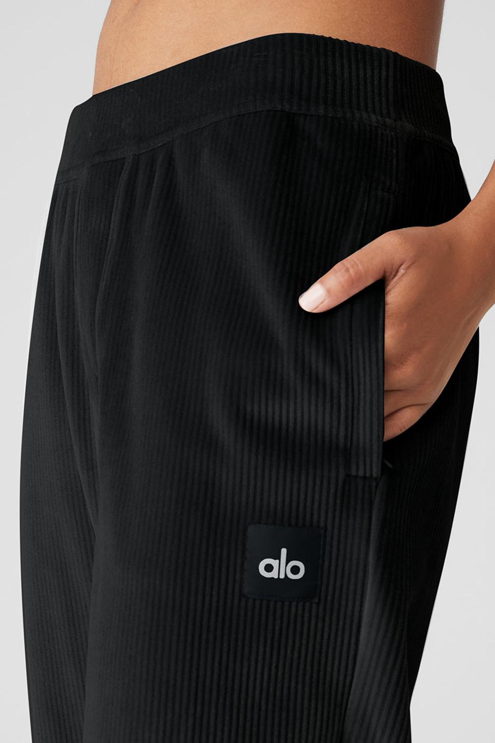 Pantalon Alo Yoga Velour Baller Mujer Negros | Mexico  YQO-304129
