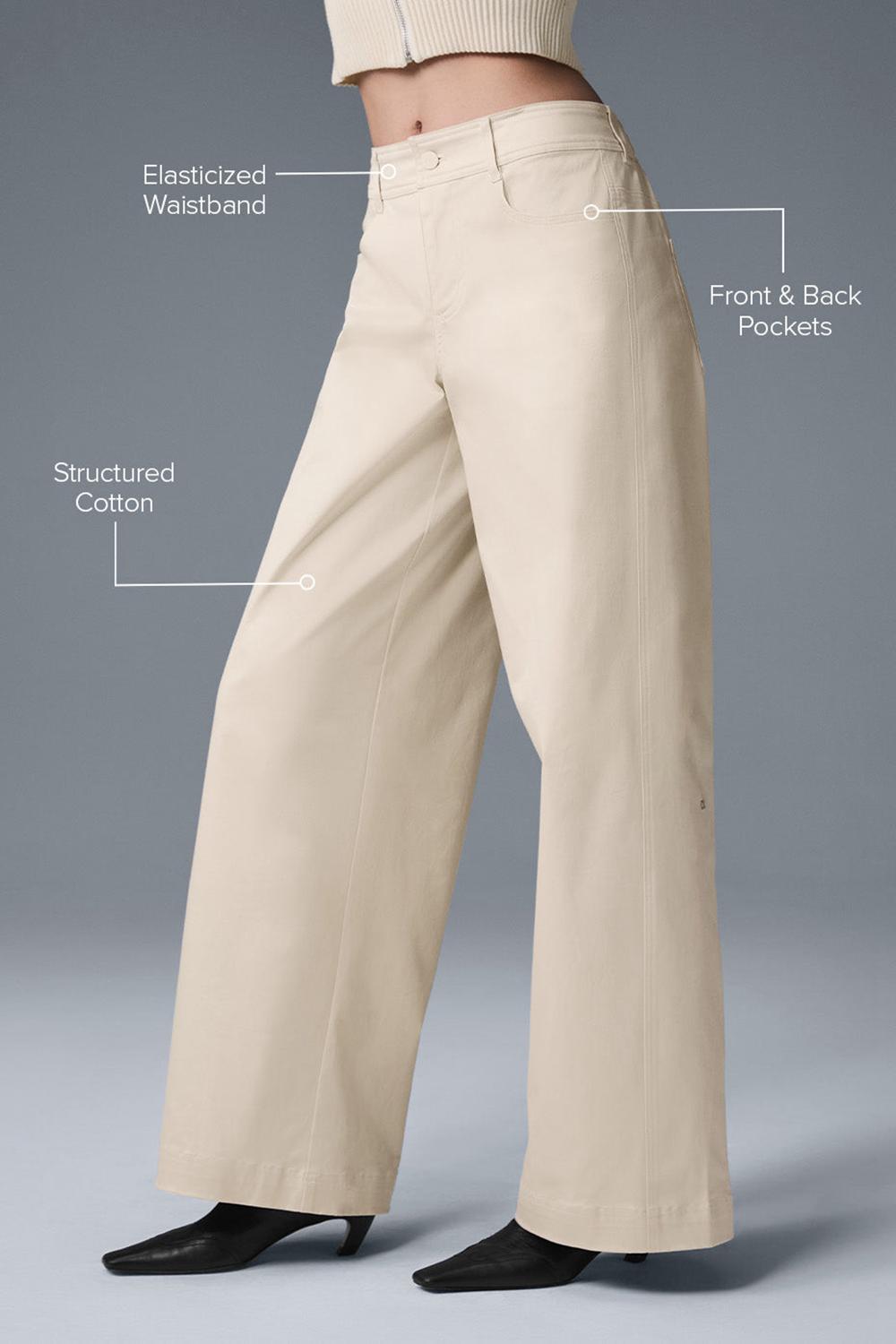 Pantalon Alo Yoga Wanderlust Wide Leg Mujer Oat Milk | Mexico  GAJ-150894