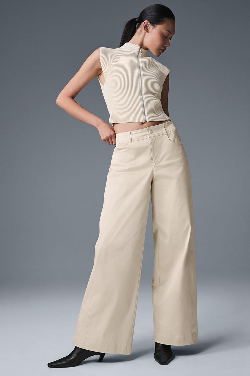 Pantalon Alo Yoga Wanderlust Wide Leg Mujer Oat Milk | Mexico  GAJ-150894