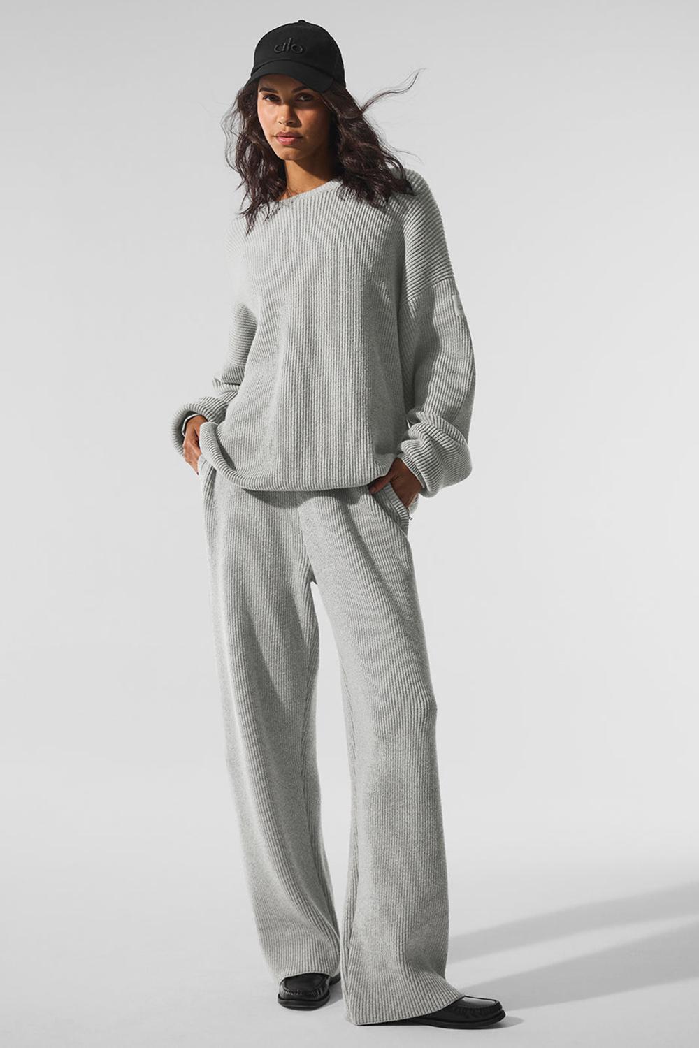 Pantalon Deportivo Alo Yoga Domain Rib Knit Mujer Grises | Mexico  QKX-015648