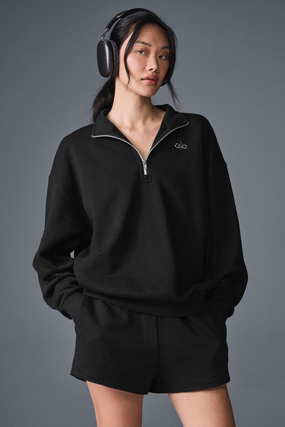 Pullover Alo Yoga Accolade 1/4 Zip Mujer Negros | Mexico  SNW-219504