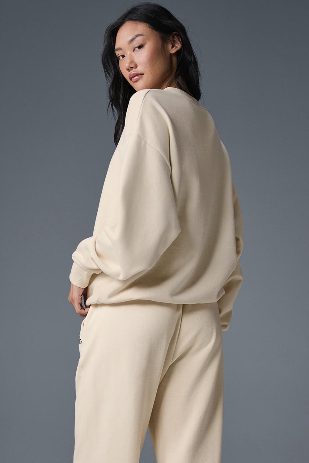 Pullover Alo Yoga Accolade Crew Neck Mujer Oat Milk | Mexico  BVT-431298