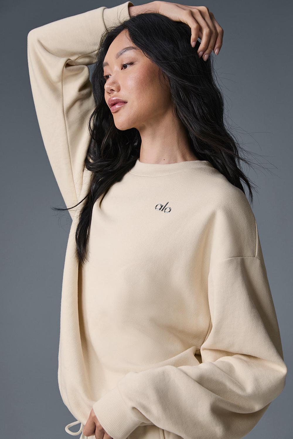 Pullover Alo Yoga Accolade Crew Neck Mujer Oat Milk | Mexico  BVT-431298